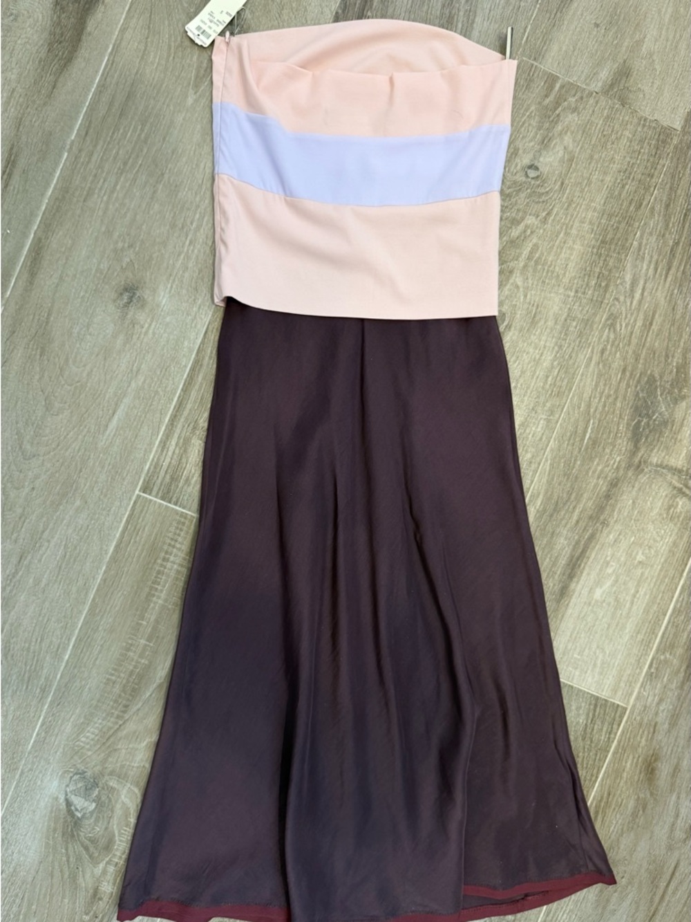 Strapless Colorblock Maxi Dress in Blush, Lavender & Deep Plum